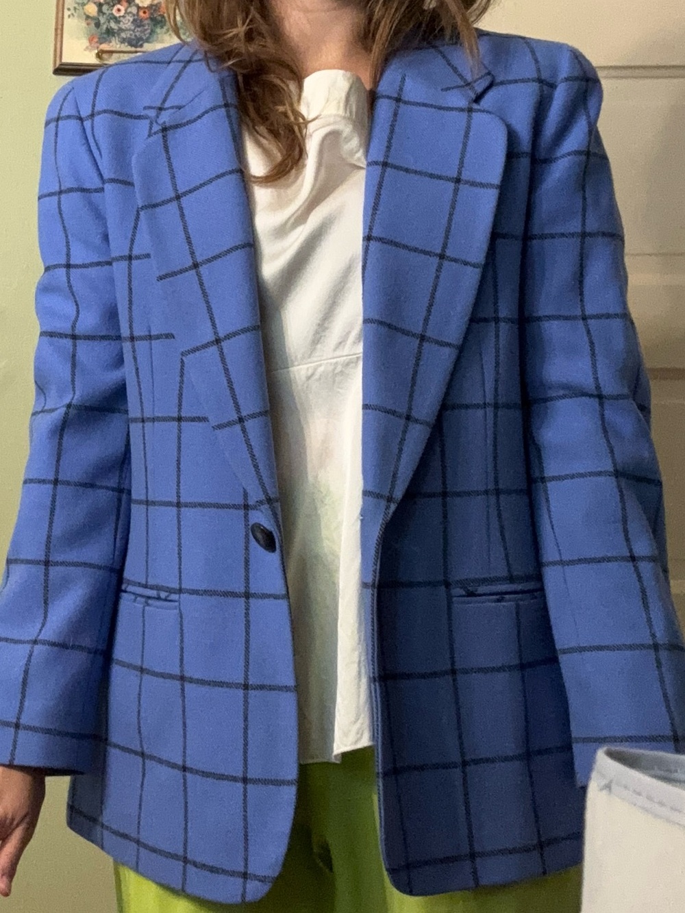 Vintage Pendleton Blue Plaid 100% Pure Virgin Wool Blazer